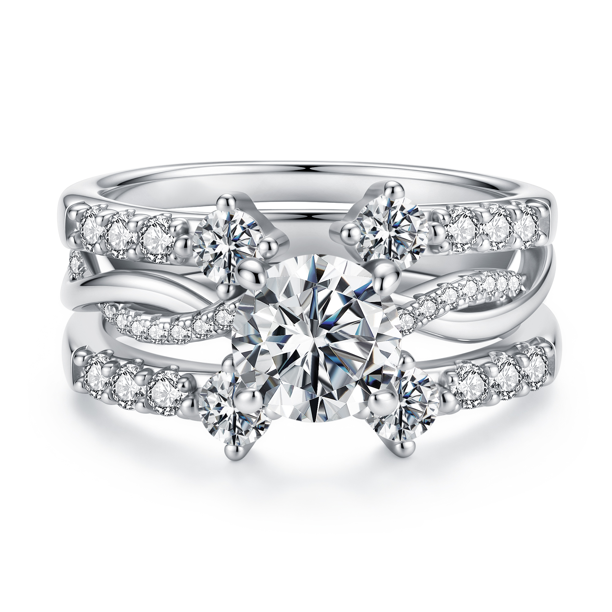 BAMOER Forest Heart Sterling Silver Stackable Ring 