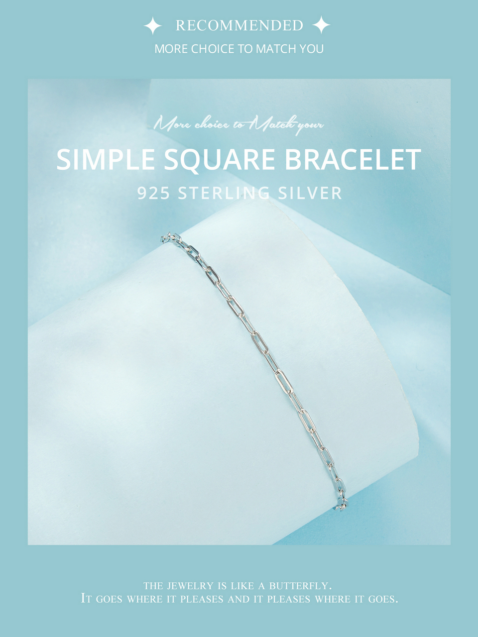 Minimal Square 925 Sterling Silver Bracelet