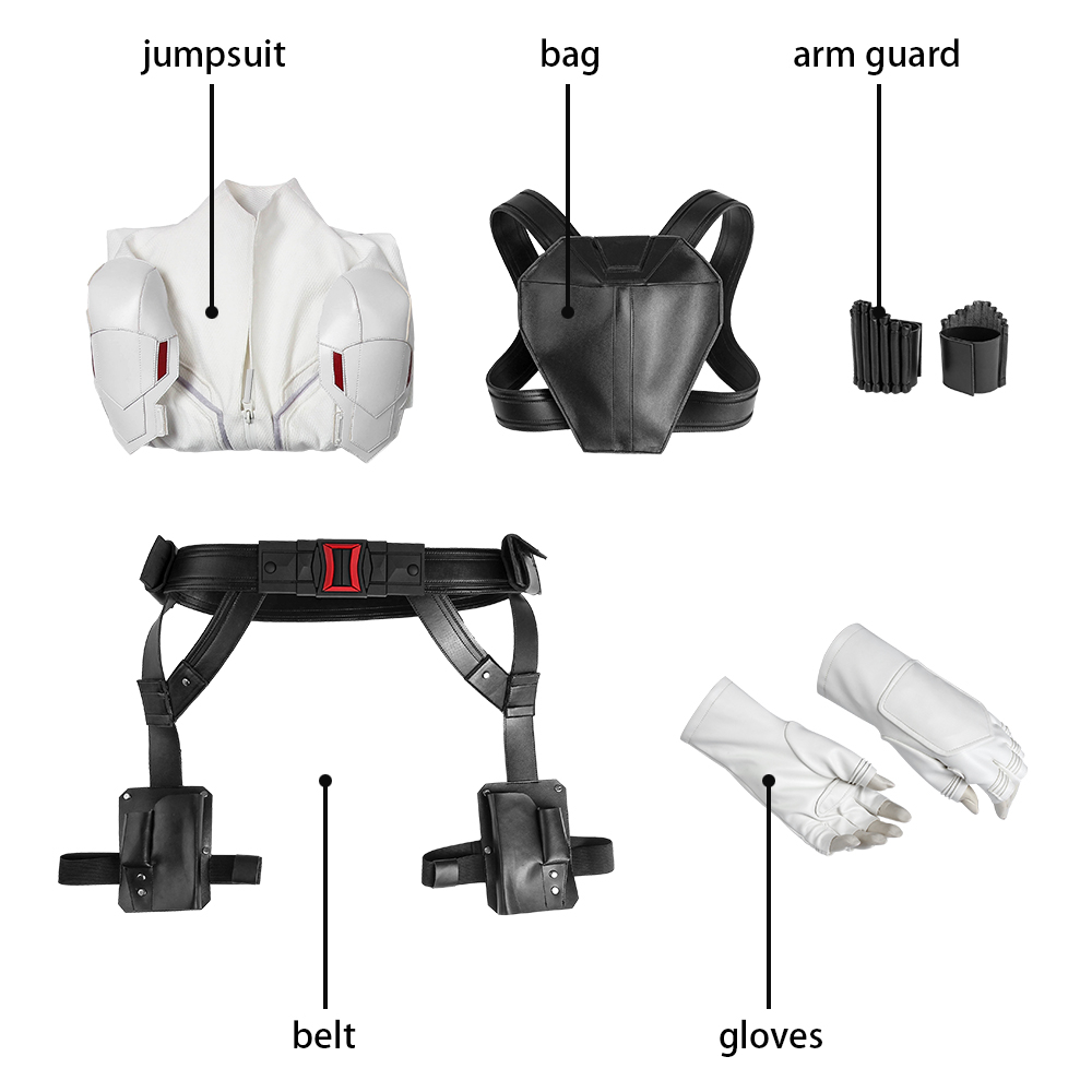 Marvel Movie Black Widow Natasha Romanoff  White suit Cosplay Costumes 4510