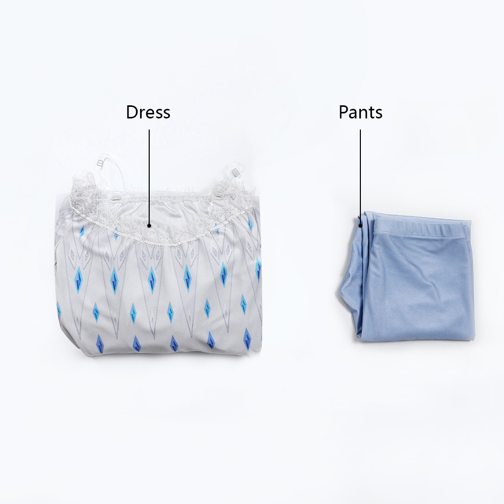 Movie Frozen 2 Princess Elsa Queen Ice Blue Cosplay Costume Dress Gown4559