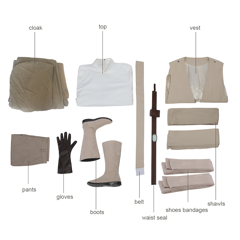 Movie Star Wars Luke Skywalker Cosplay Party Dress Set Halloween Men's Costume Outfits Full Set M20170166