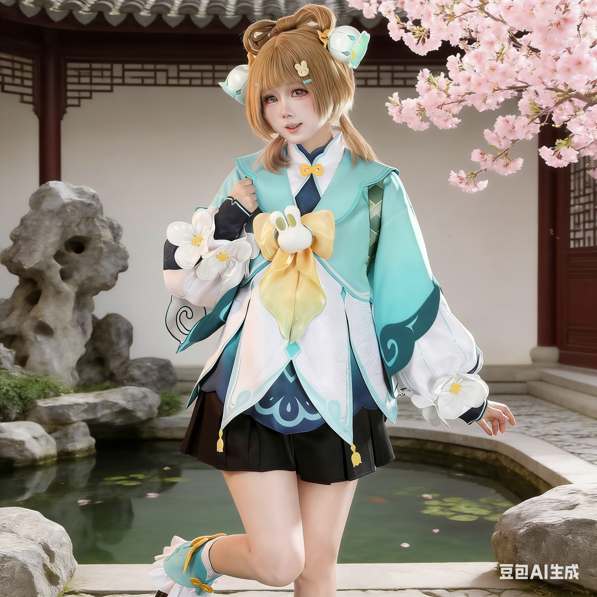 Genshin Impact Game Yaoyao Cosplay Costume Listening to the Rain and Bamboo Uniform Sweet Dress 