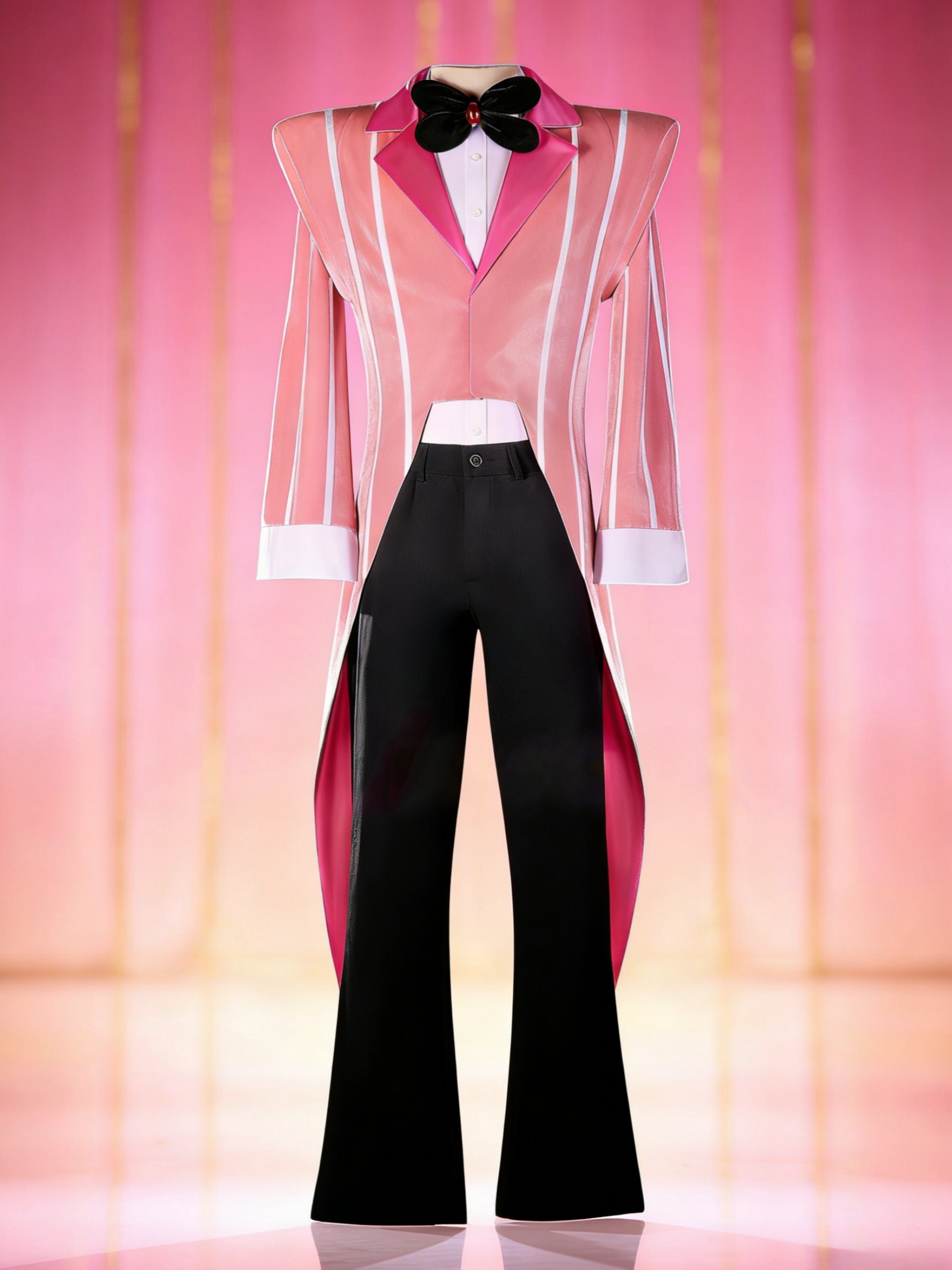 Hazbin Hotel Alastor Cosplay Costume Radio Demon Pink Suit Uniform