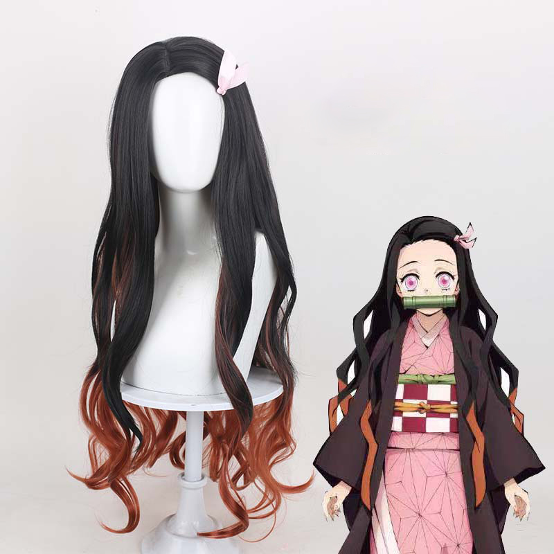 Anime Demon Slayer: Kimetsu No Yaiba Nezuko Kamado Peluca Cosplay Wig