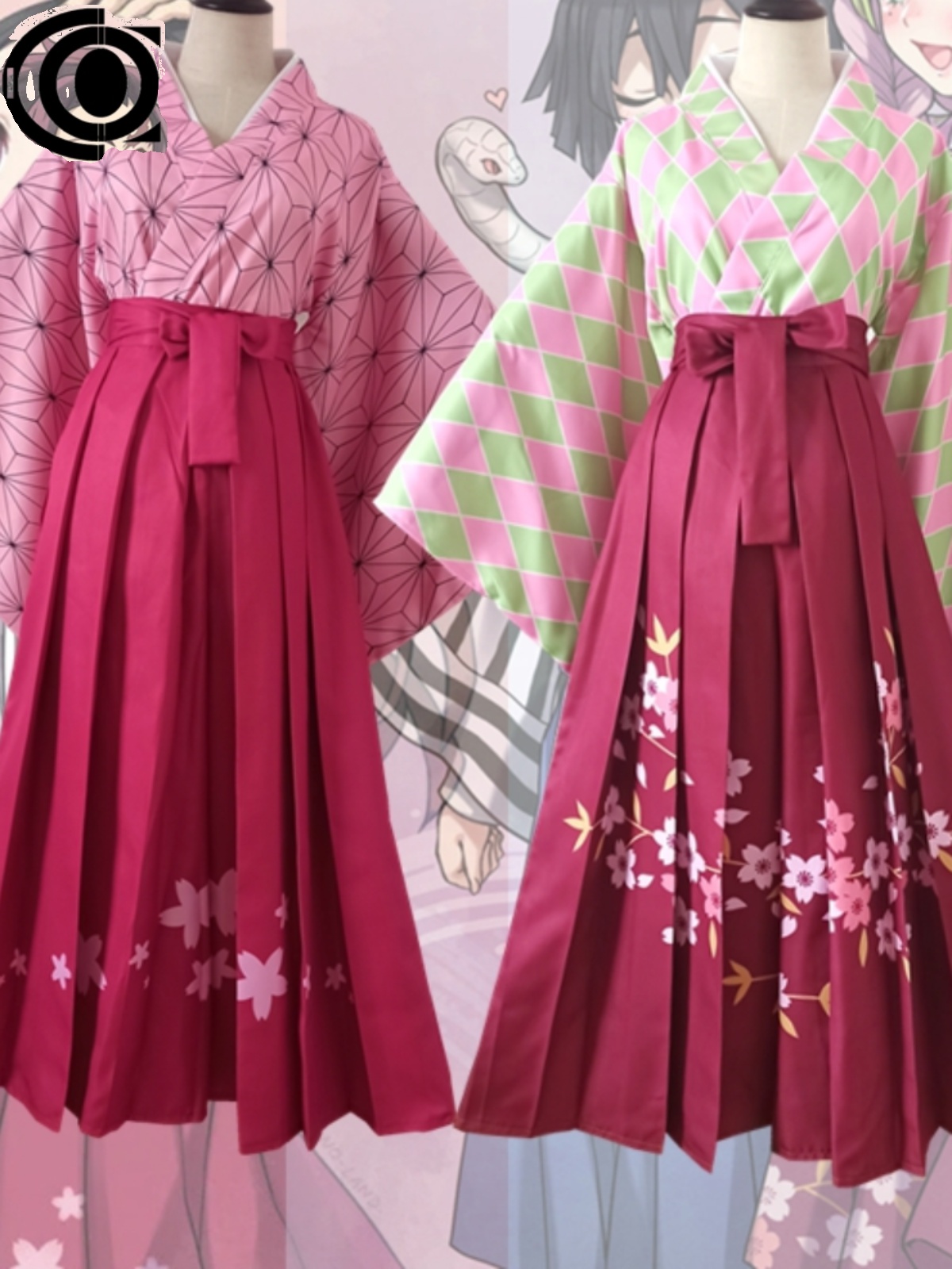 Kimetsu no Yaiba Kimono Suit Kamado Nezuko Cosplay Halloween Costume + Wig