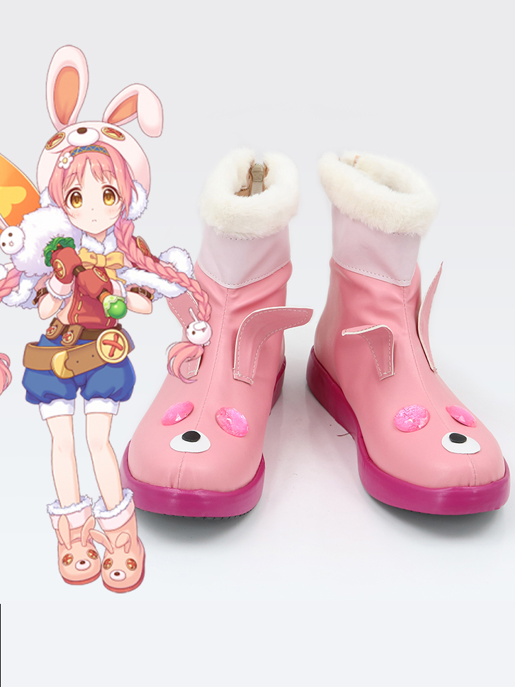 Game Princess Connect! Re:Dive Mimi Akane Pink Cosplay Shoes , Remark Calf Circumference +Boots Height
