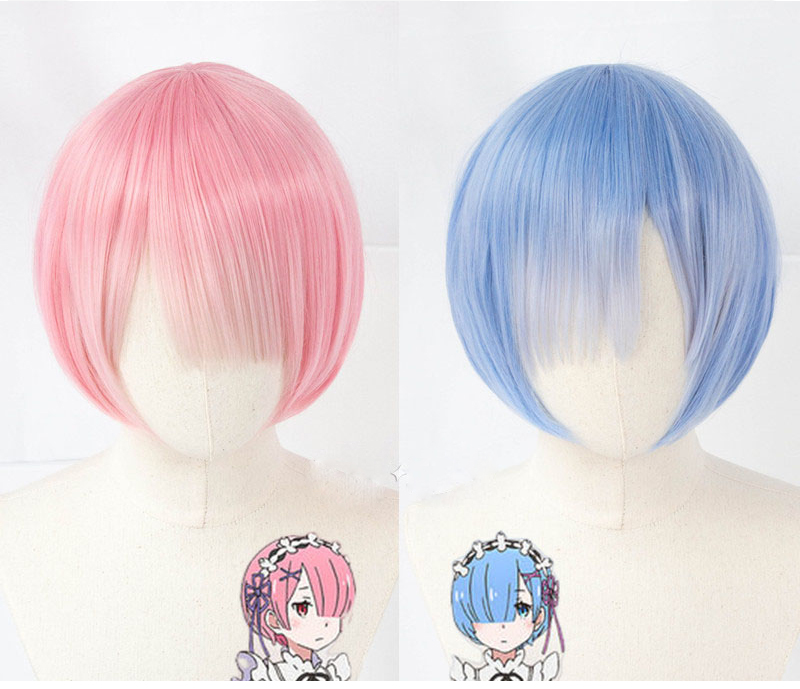 Re: Life In A Different World From Zero Rem Blue Cosplay Wig Ram Pink Cosplay Wig