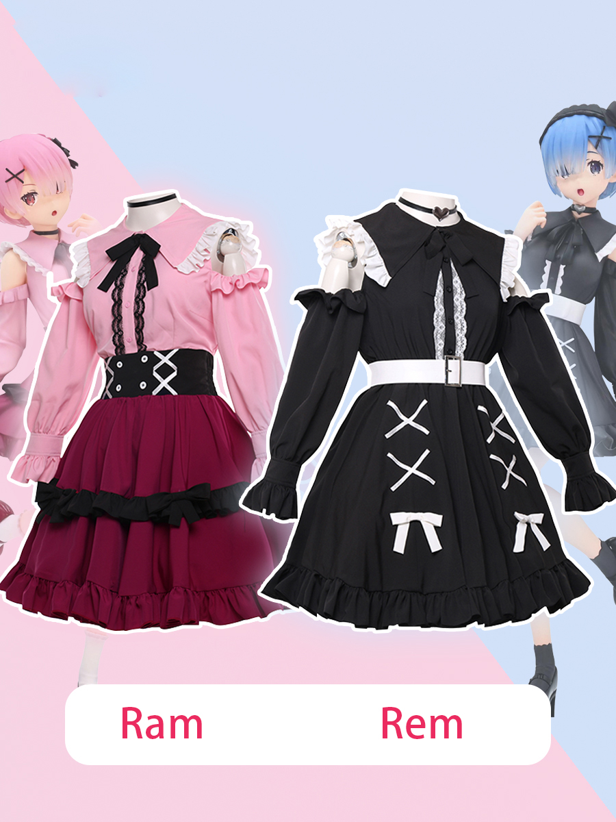 Anime Re: Life In A Different World From Zero Rem Ram Black Cosplay Costume Lolita