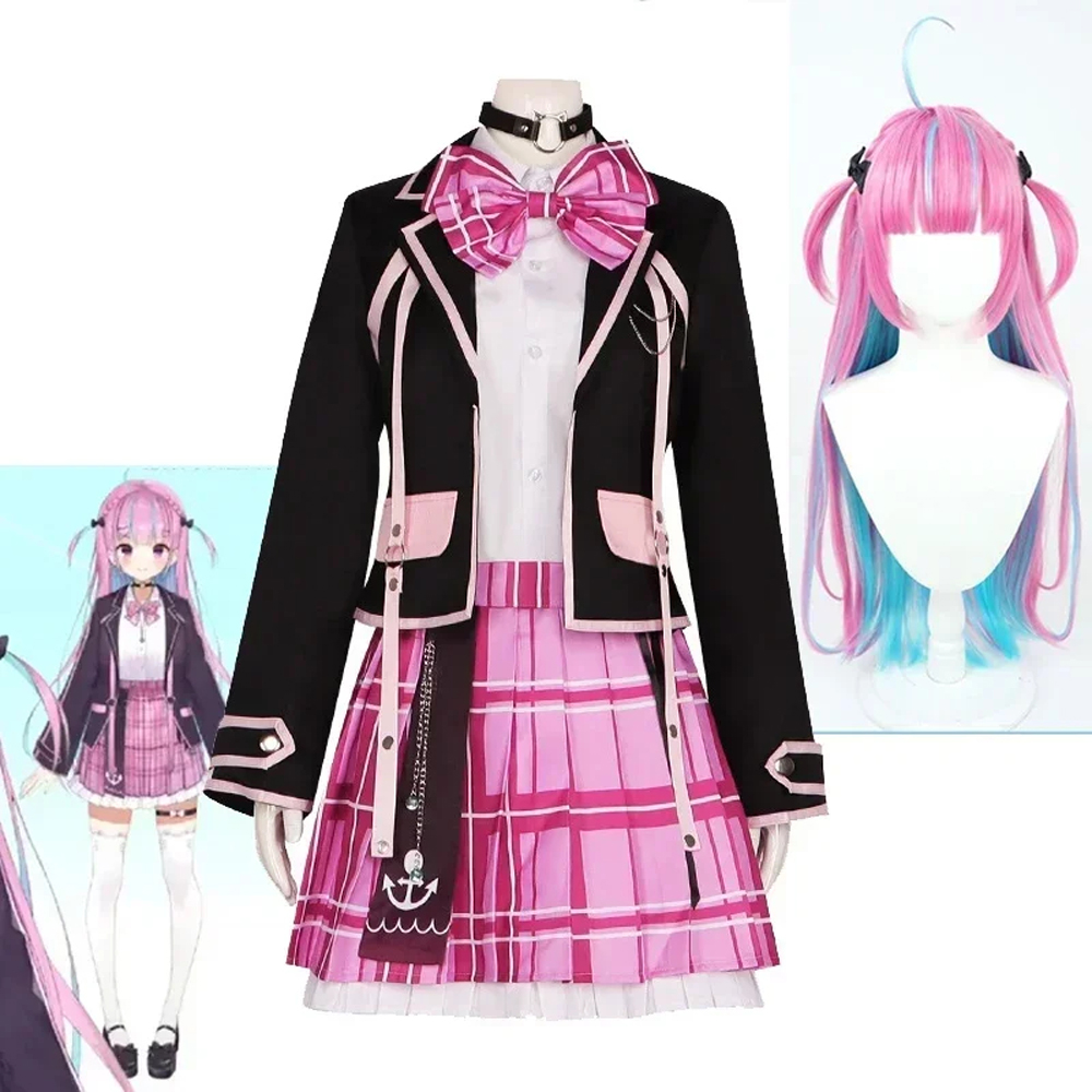 Virtual YouTuber Minato Aqua Cosplay Costume, Vtuber Aqua JK Uniform Skirt, Virtual Halloween Performance Costumes