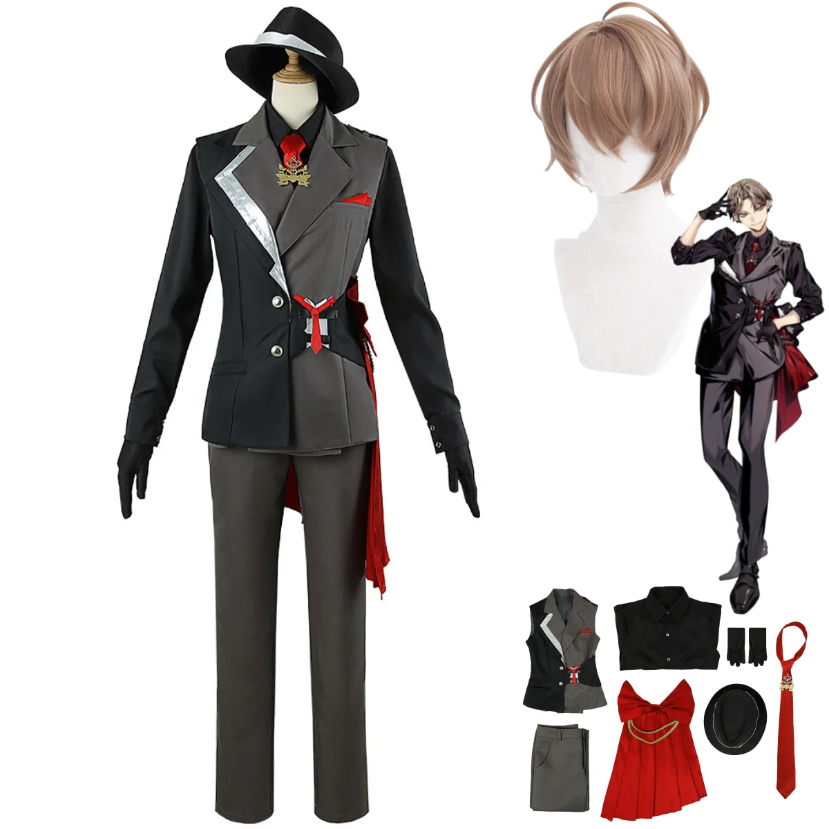 Anime Virtual YouTuber Hayato Kagami Cosplay Costume Wig Uniform Set Adult Male Woman 