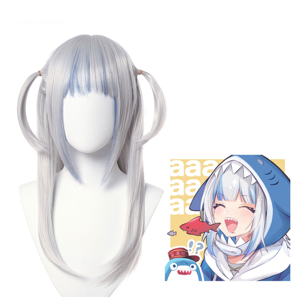 Virtual YouTuber Gawr Gura Catshark Daily Girl Disguise For Carnival  Cosplay Wig Length 60cm