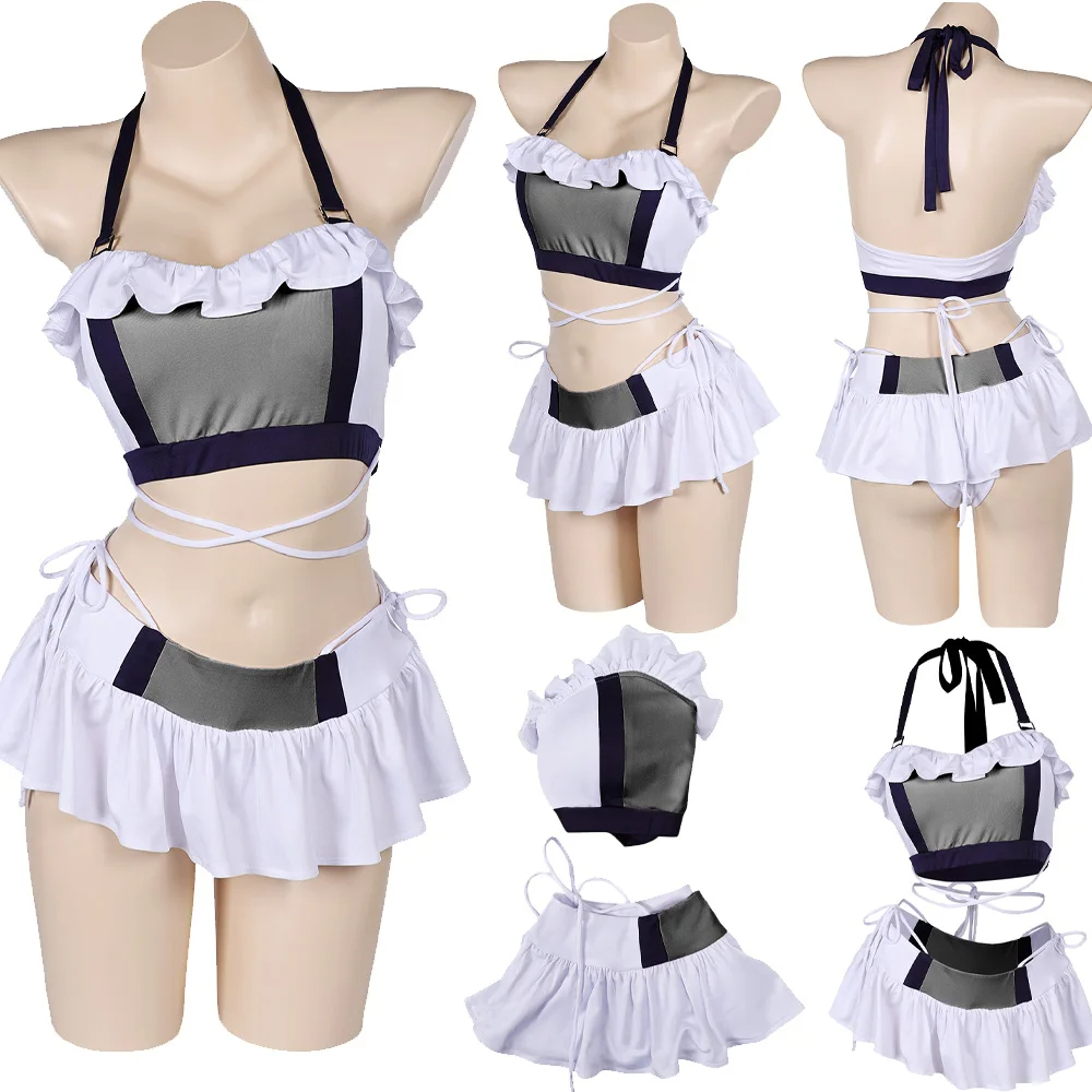 Tifa Cosplay Swimsuit Bikini Costume Game Final Cos Fantasy Women Swimsuit Top Skirt
