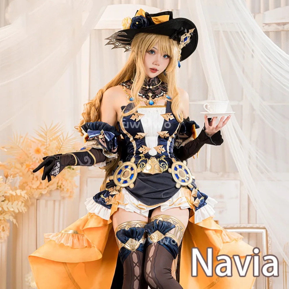 Navia Cosplay Genshin Impact Navia Costume Cosplay abito In stile rococò di cenerentola Cosplay Costume di Halloween
