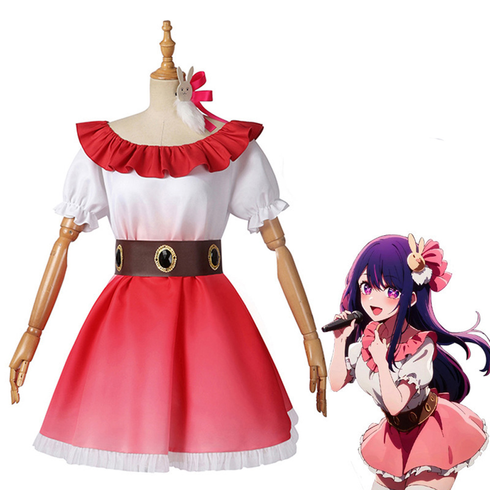 Anime Oshi No Ko Hoshino Ai Costume Women Girl Lolita Dress Sets white red Lady