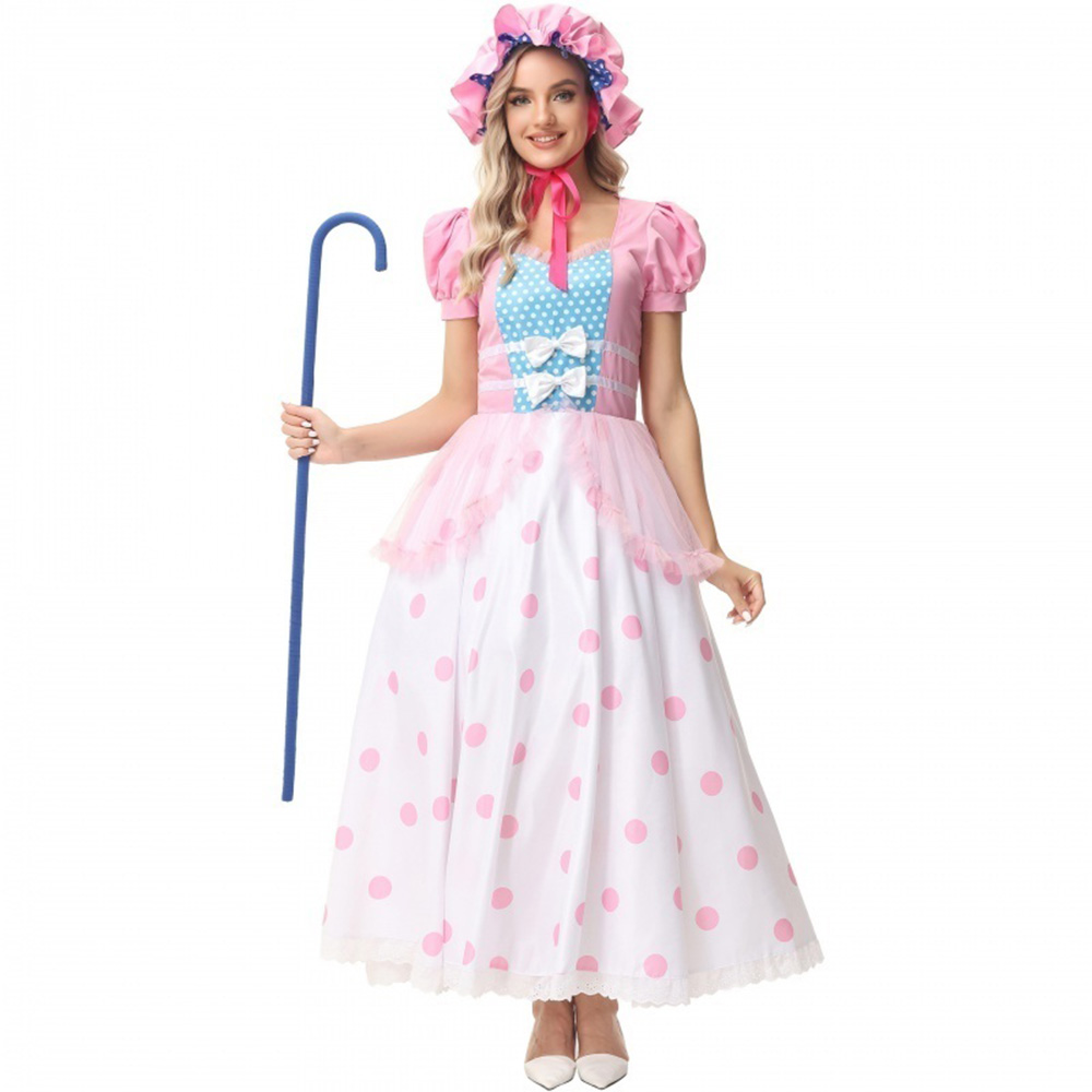 Anime Movie Toy story 4 Bo Peep Cosplay Costume Full Sets Wave Point Dress Uniforms
