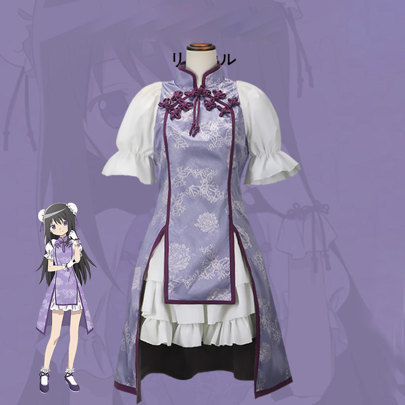 Puella Magi Madoka Magica Akemi Homura Chinese Style Cheongsam Cosplay Costumes