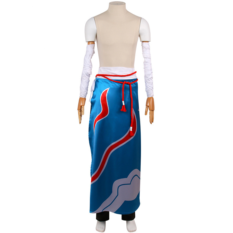 Game LOL The Unforgotten Yone Game Cosplay Costume Wig Anime Pants Blue Printed Skirt Halloween Carnival Party Costume DAX