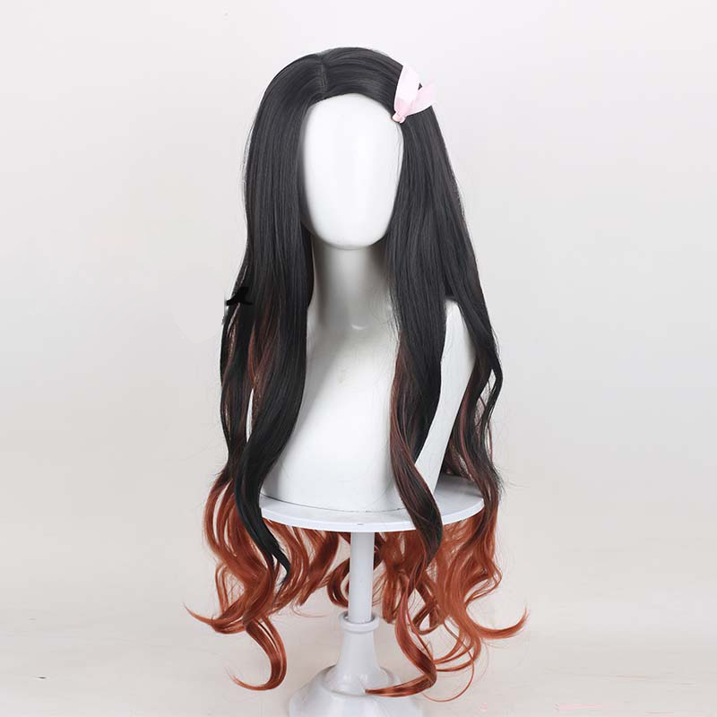 Kimetsu no Yaiba Kimono Suit Kamado Nezuko Cosplay Halloween Costume + Wig