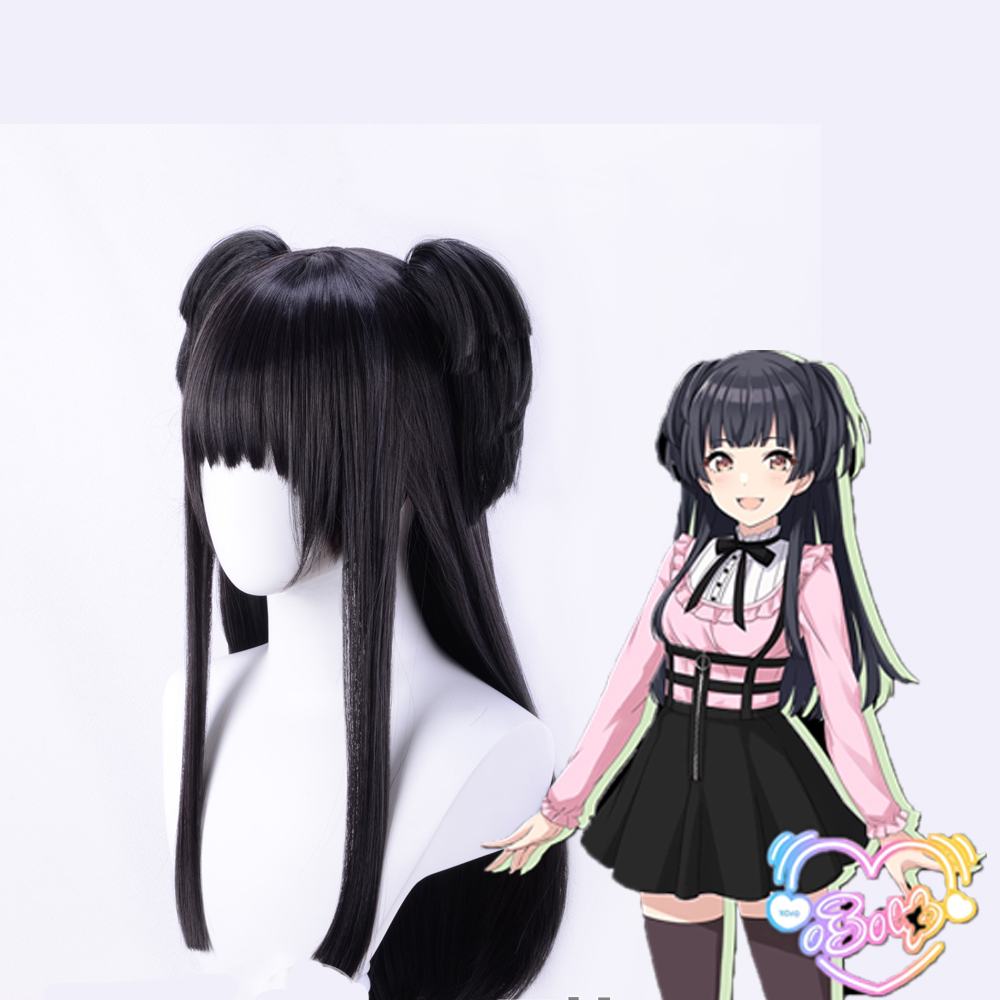 Game The Idolm@Ster Mayuzumi Fuyuko girls Cosplay Wig No Bow Tie