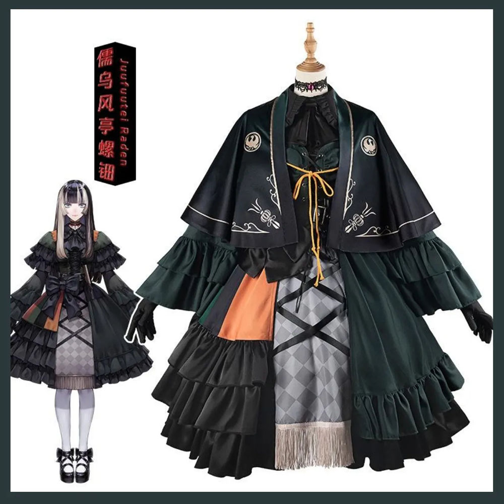 Virtual Youtuber Juufuutei Raden Cosplay Costume Hololive Regloss Wig Black Dress Lolita Woman Not Shoes 