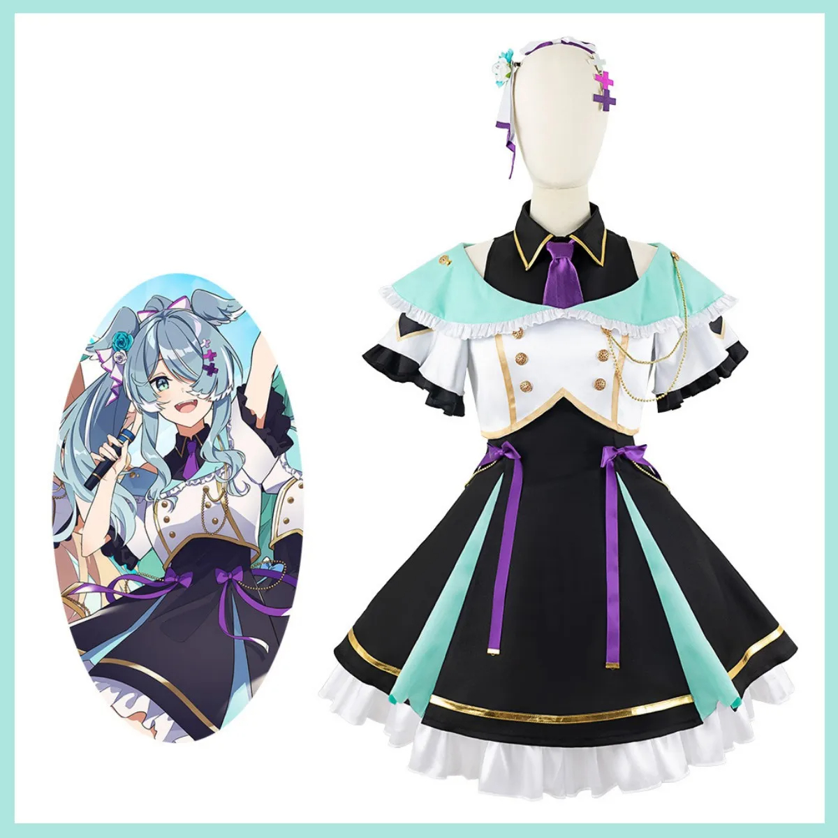 Anime Virtual YouTuber Finana Ryugu Elira Pendora Pomu Rainpuff Cosplay Costume Wig Disguise JK Uniform