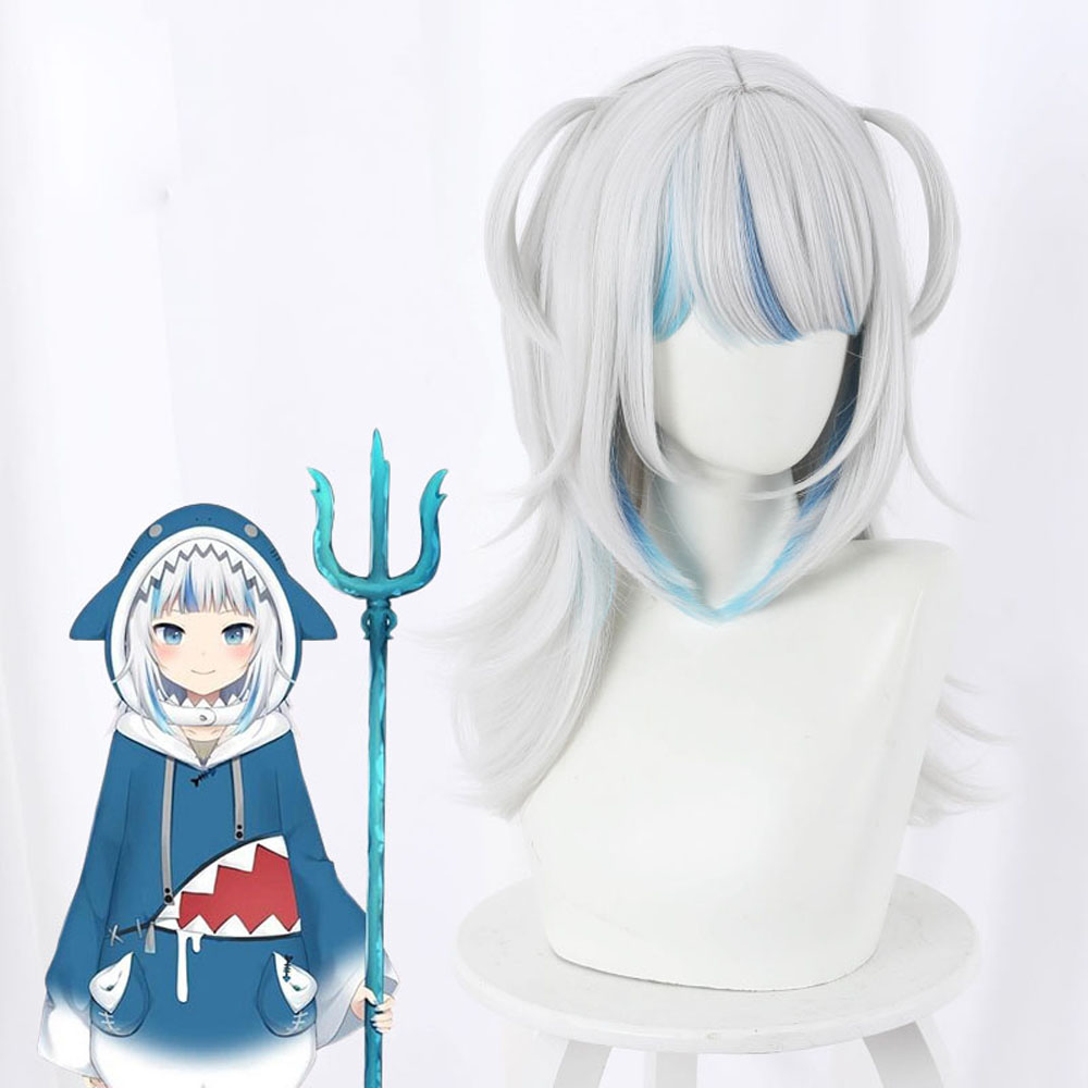 Virtual YouTuber Gawr Gura Carnival Disguise Cosplay Wig Length 55cm Head circumference 50-60cm