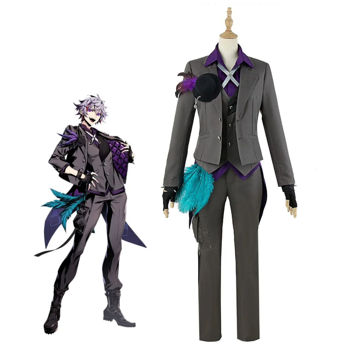 Anime Virtual YouTuber Fuwa Minato Cosplay Costume Uniform Wig Man Woman Halloween Costume