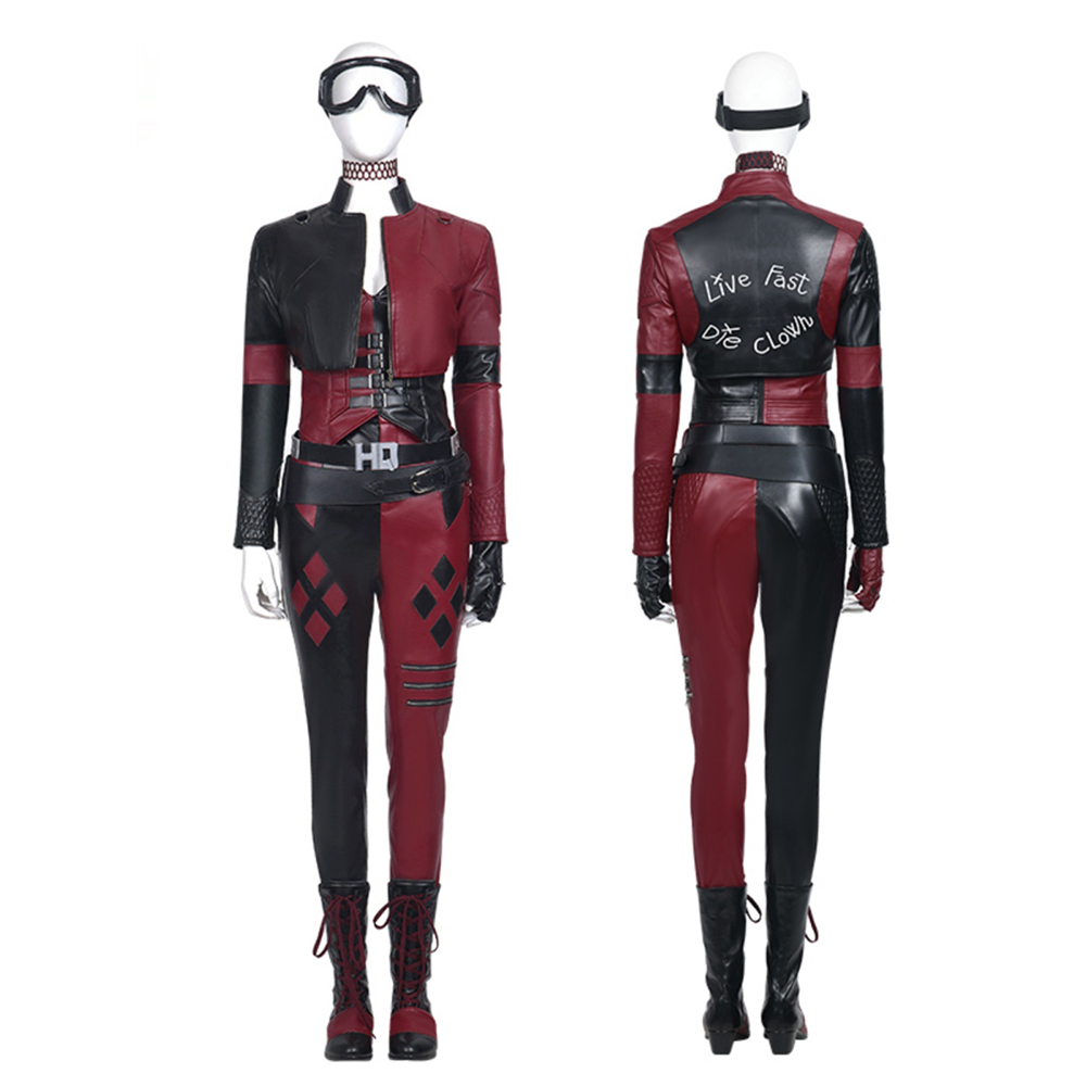 DC Movie The Suicide Squad Harley Quinn Red/Black Halloween Cosplay Costume Full Set