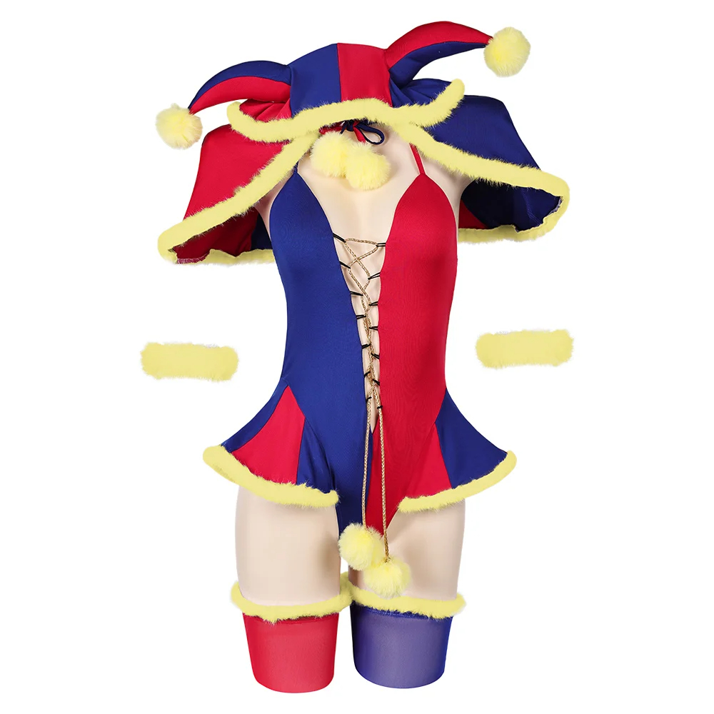 Pomni Cosplay Lingerie Anime Digital Circus Swimsuit Costume for Women Jumpsuit Costumes Halloween Carnival Suit 