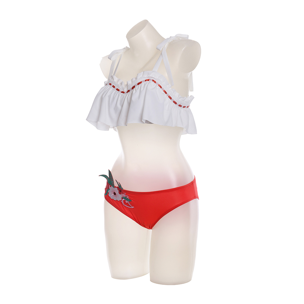 Summer Swimsuit Final Fantasy 14 Cosplay Swimsuit With Glasses Sexy Cute Embroidered Bikini Set Beachwear