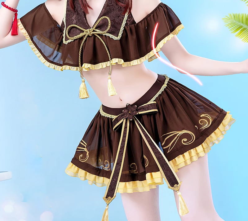 Game Genshin Impact Hutao Swimsuit Cosplay Dress Uniform  Beach Swimwear Costume 