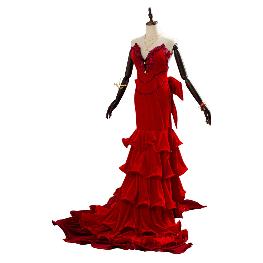 Final Fantasy VII 7 Aerith Red Dress Cosplay Costume