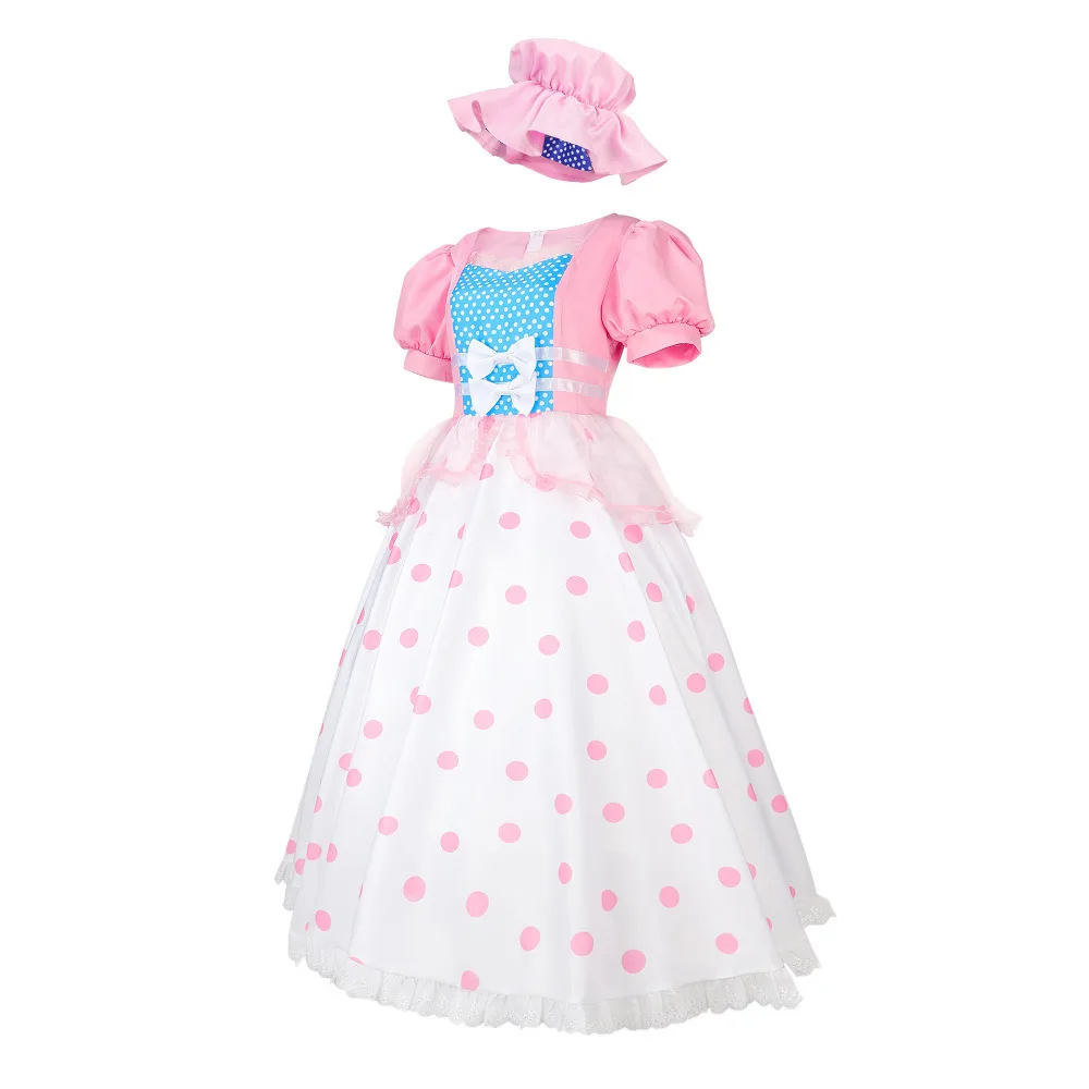 Anime Movie Toy story 4 Bo Peep Cosplay Costume Full Sets Wave Point Dress Uniforms