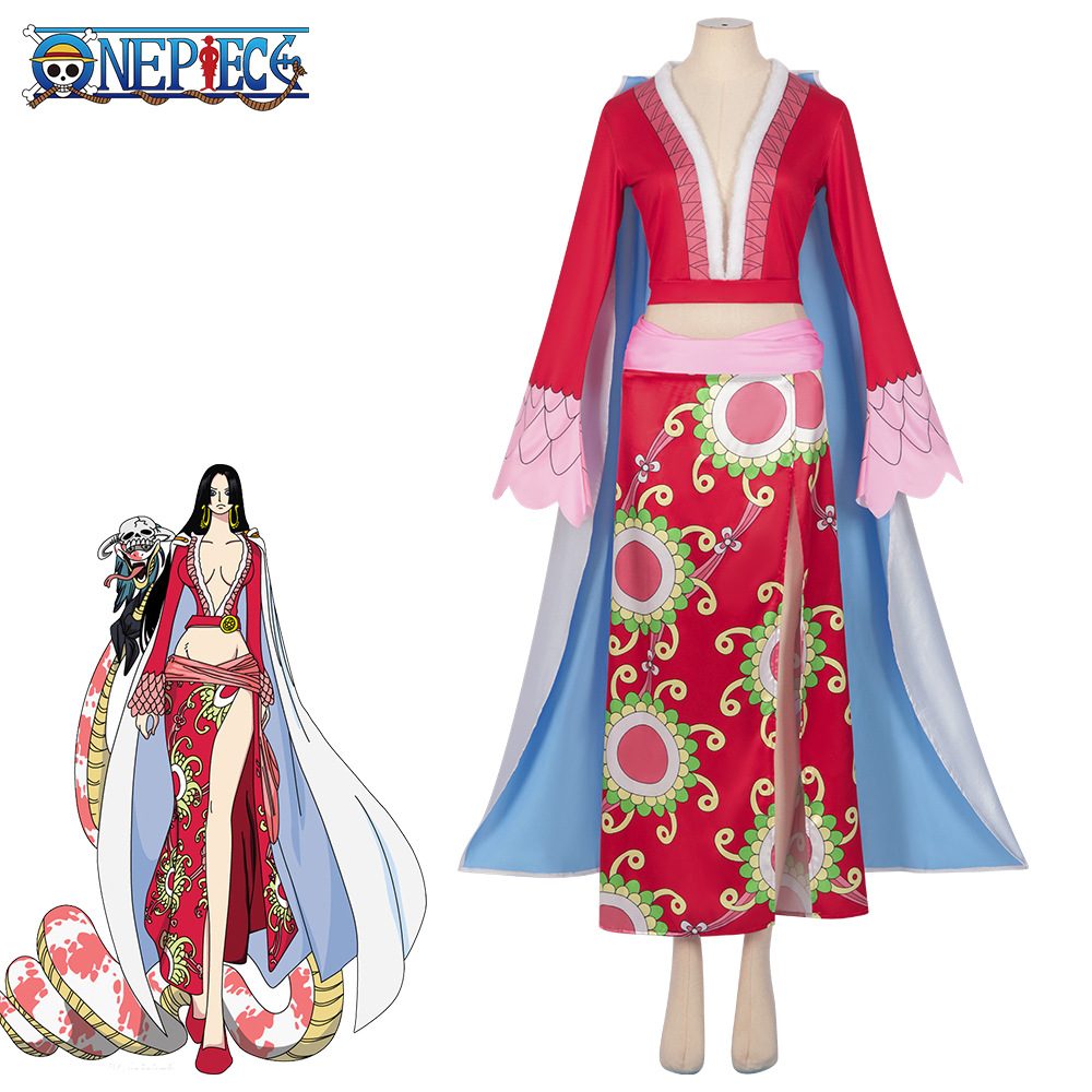 Anime One Piece Queen Boa Hancock Cosplay Costume purple red black anime cheongsam full set of women's clothing