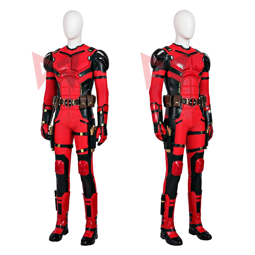 Marvel Movies Wolverineng Cosplay Costume Accessories Red Deadpool Jumpsuit 