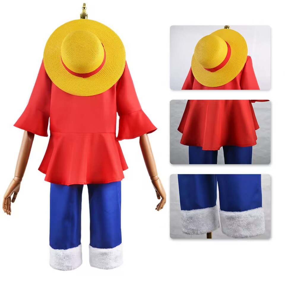 Anime One Piece Monkey D. Luffy Cosplay Costumes Shirt Pants hat Summer Clothing Set for Halloween Party Christmas