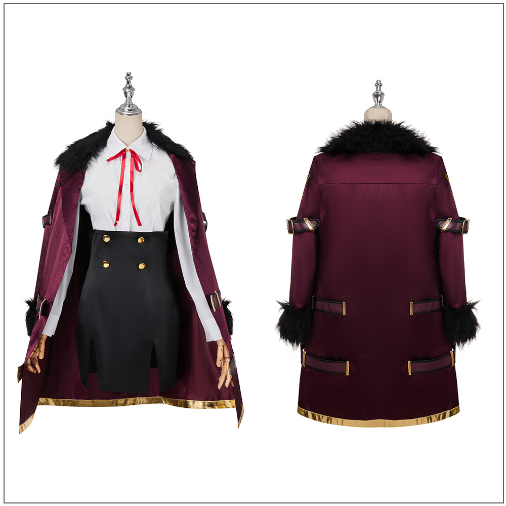 Anime Game Blue Archive Rikuhachima Aru Cosplay Costume Wig Woolen Collar Cloak Cape Uniform Skirt 