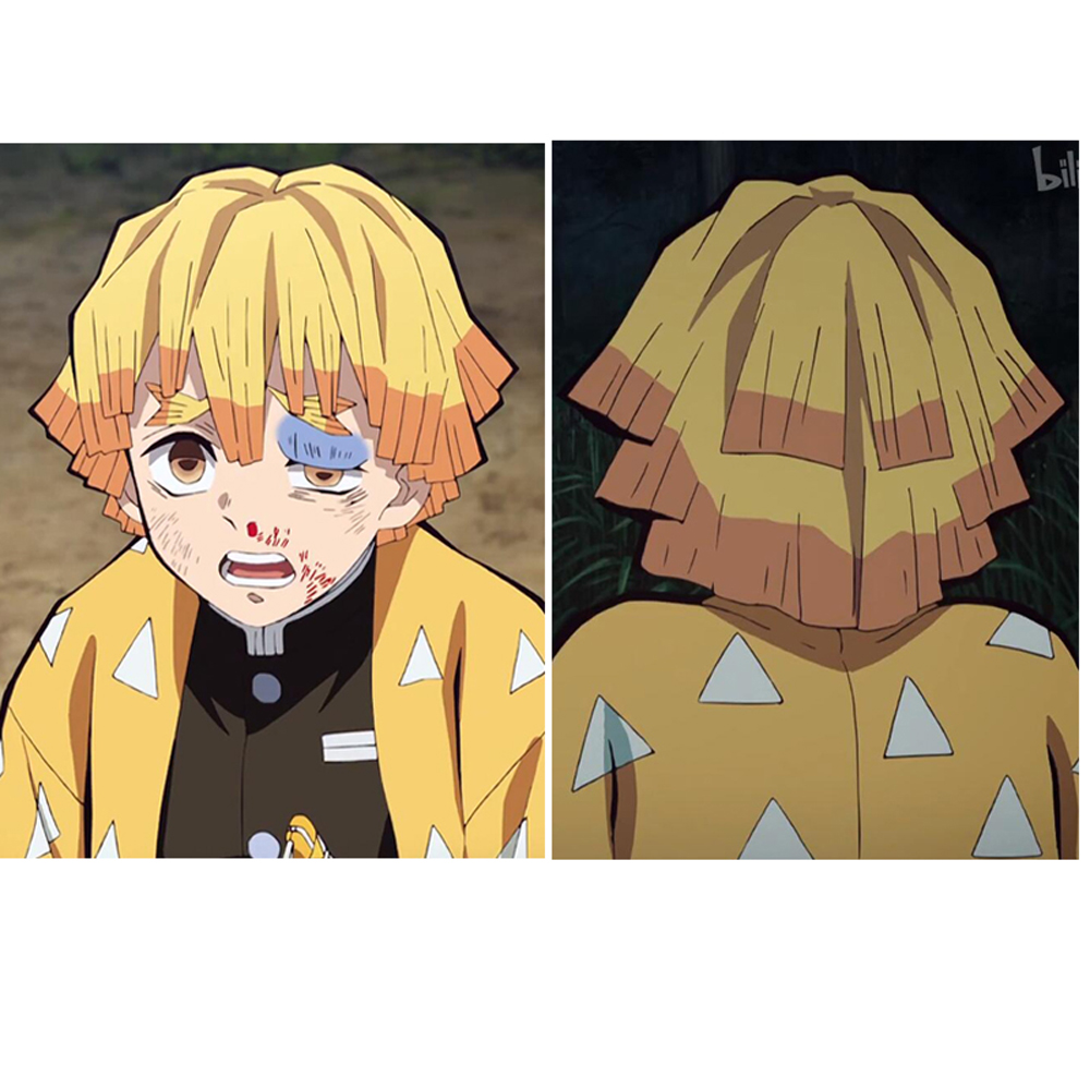 【Ready for ship】Anime Demon Slayer Kimetsu no Yaiba Agatsuma Zenitsu Cosplay Wig Halloween