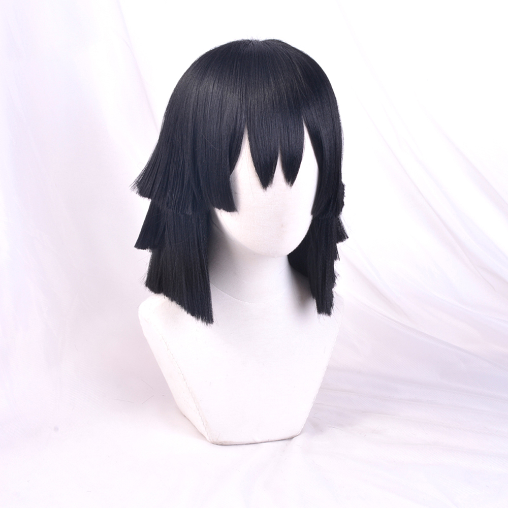 Anime Demon Slayer: Kimetsu No Yaiba Cosplay Iguro Obanai Cosplay Wig Black 35cm Hair