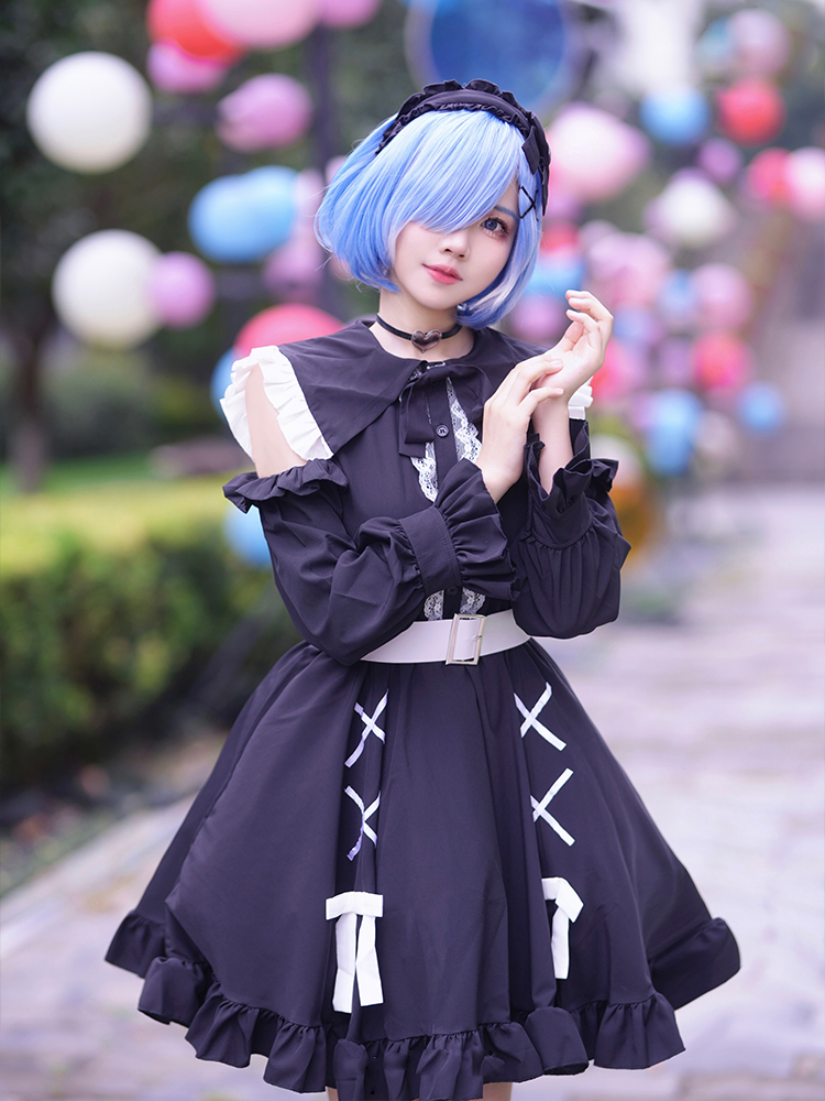 Anime Re: Life In A Different World From Zero Rem Ram Black Cosplay Costume Lolita