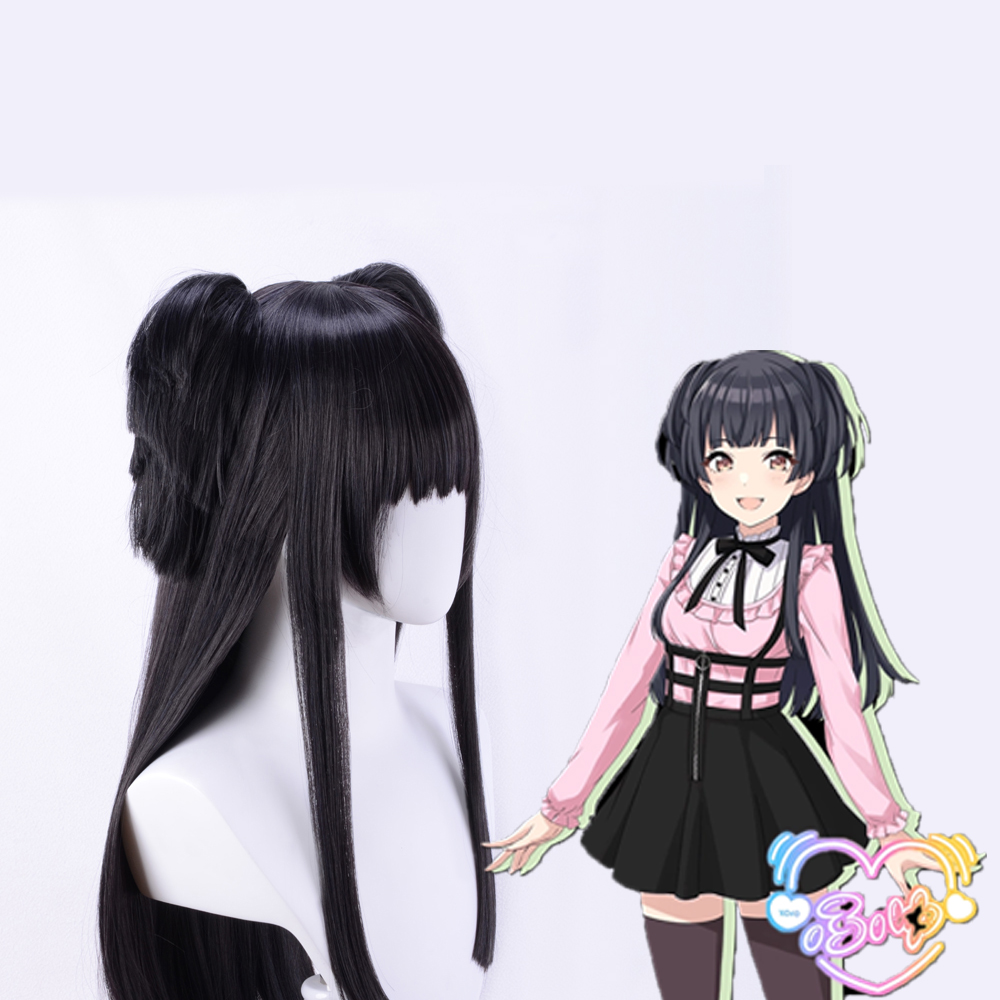 Game The Idolm@Ster Mayuzumi Fuyuko girls Cosplay Wig No Bow Tie