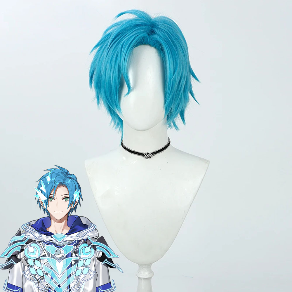 YouTuber Regis Altare Cosplay Wig YouTuber Side Parting Blue Short Hair Virtual Role Play Idol Headgear Vtuber