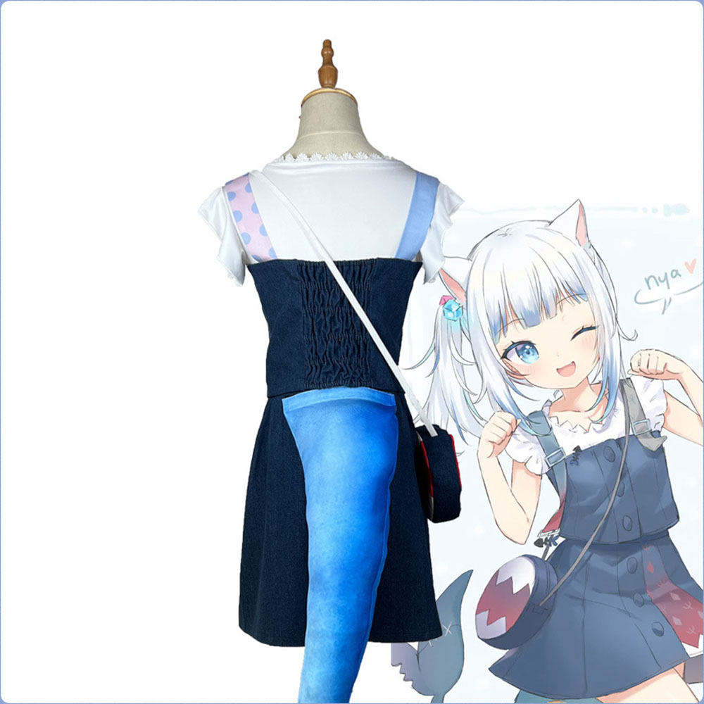 Virtual YouTuber Gawr Gura Cospaly Coatume Wig Catshark Daily Outfit Girl Disguise For Carnival Wig