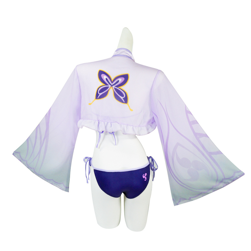 Game Anime Genshin Impact Beelzebul Cosplay Milk Silk Swimwear Transparent Sexy Bikini Swimsuit Halloween Set