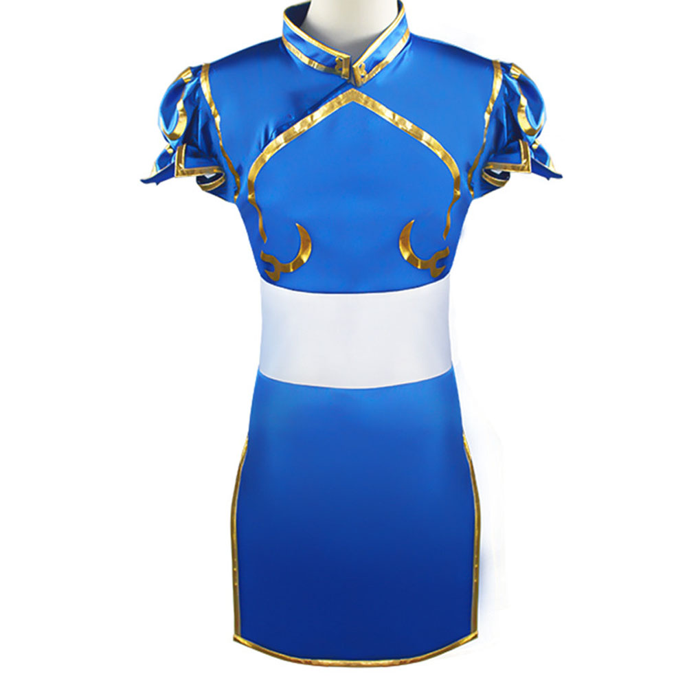 Street Fighter ChunLi Cosplay Costume Full skirt 4-piece top,belt,bracelet