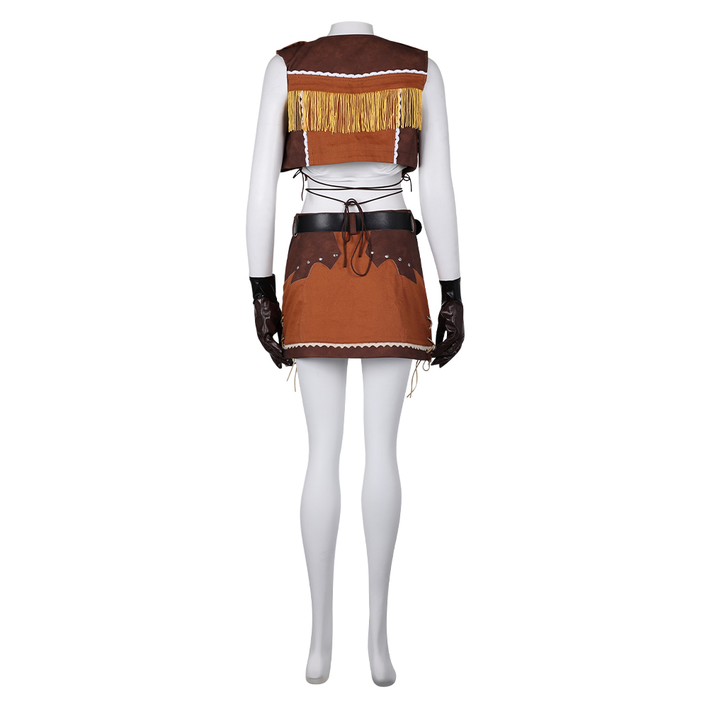 Game Final Fantasy VII Tifa Lockhart Women Brown Suit Cosplay Costume