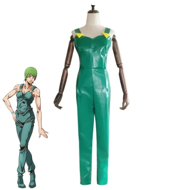 Anime Jojo’S Bizarre Adventure Stone Ocean Cosplay Costume Green Jumpsuit Overall Hallowen Role Play Suit