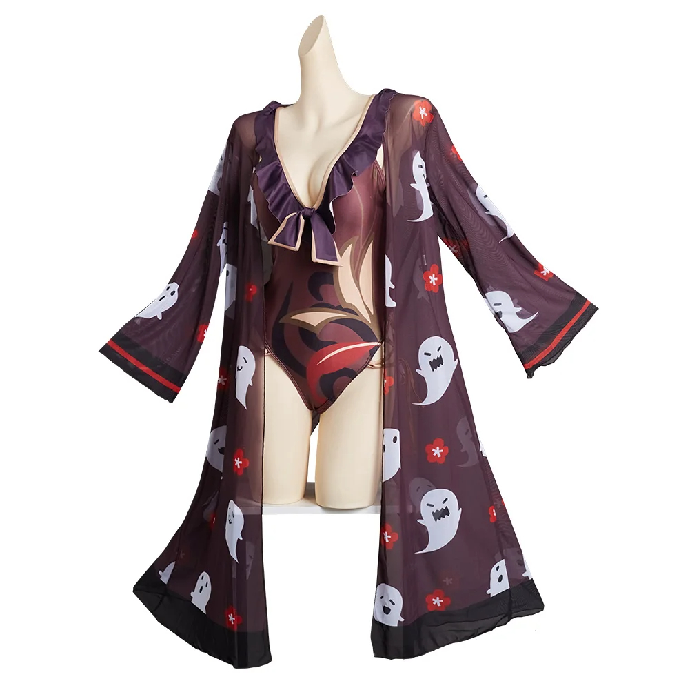 Genshin Impact Hu Tao Cosplay Costume Jumpsuit Swimwear Cloak Outfits Halloween Carnival Suit