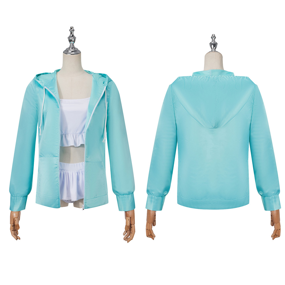 Anime Blue Archive Takanashi Hoshino Cosplay Costume Teal Hoodie Jacket Coat Bikini Swimsuit 