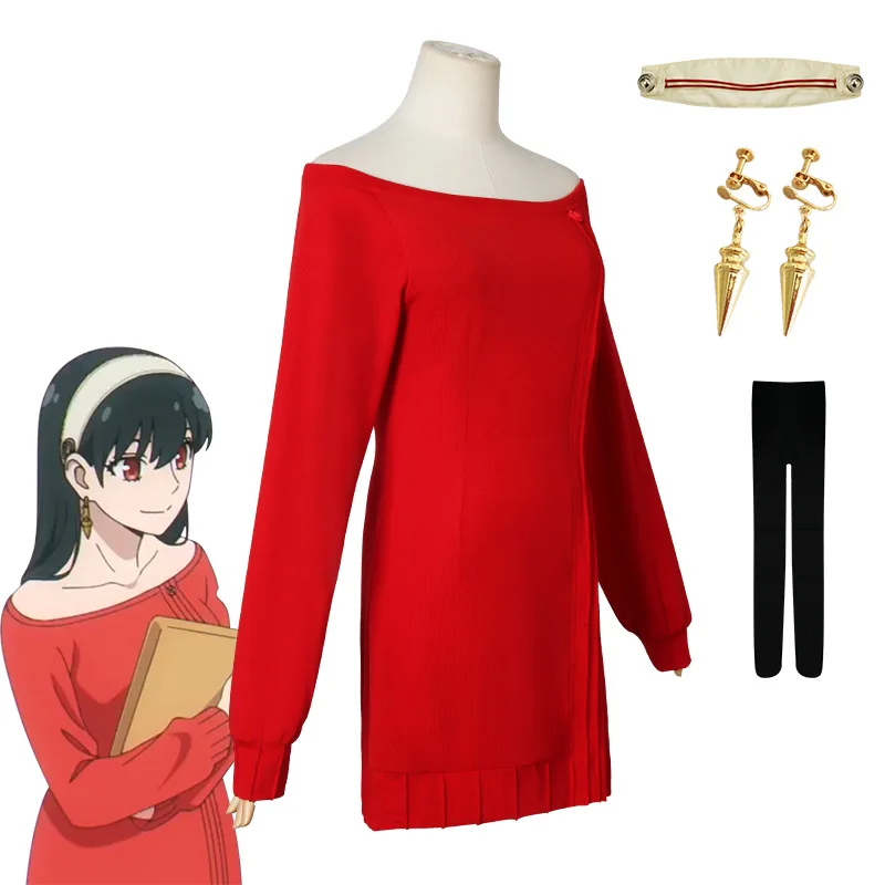 【ready for ship】SPY×FAMILY Yor Forger Cosplay Costume / Famliy Red Sweater